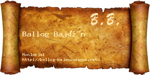 Ballog Baján névjegykártya